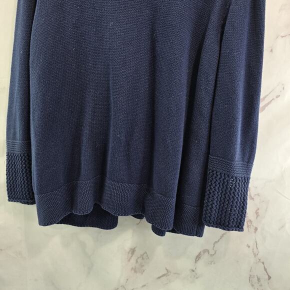 Foxcroft Sweater Womens XL Navy Cardigan Cotton Snap Button Up Crochet Sleeve - Picture 8 of 12